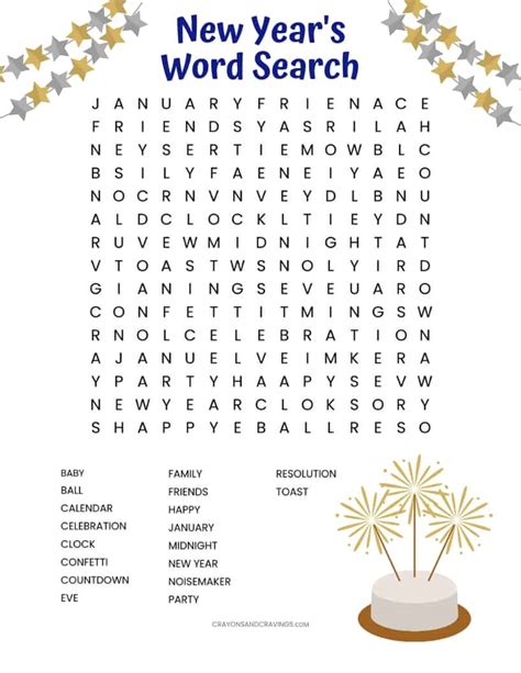 New Year S Word Search Printable